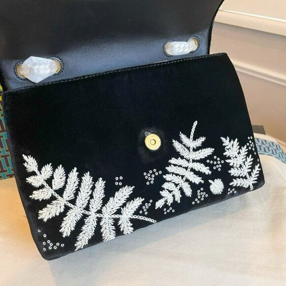 🔥NeW! Tory Burch Kira Embroidered Velvet Convertible Shoulder Bag - Picture 5 of 11